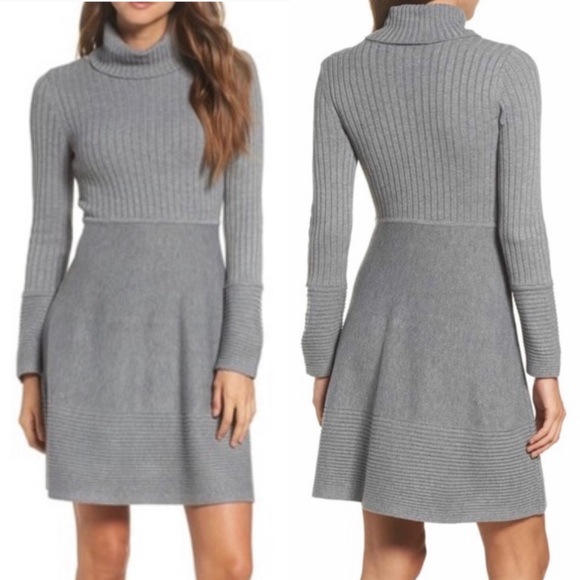 Eliza J Dresses & Skirts - Eliza J Gray Knit Long Sleeve Turtleneck Dress